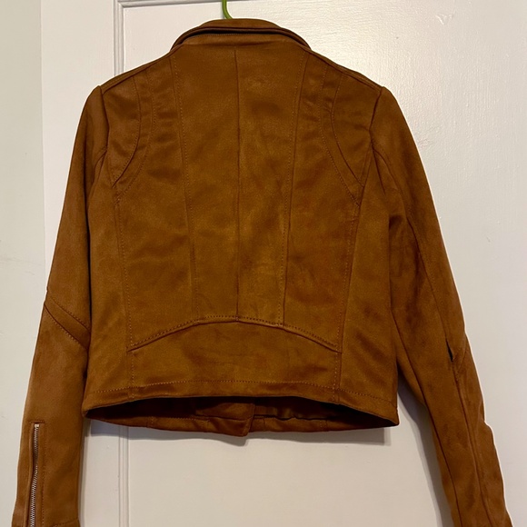 Faux Suede Cropped Moto Jacket - Picture 3 of 4
